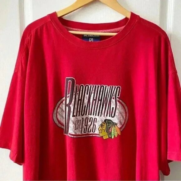 NHL Blueline Chicago Blackhawks T-Shirt Hockey Red Black Size 2XL - Picture 5 of 15